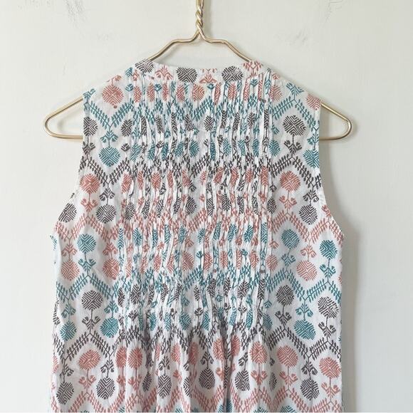 Roberta Roller Rabbit Isola Smocked Cotton Sleeveless Dress S - Picture 5 of 7